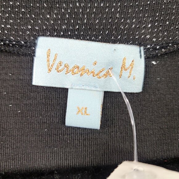 Veronica M V-Neck Cinched Front Sweater With Metallic Shimmer Black XL - Picture 2 of 8